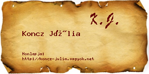 Koncz Júlia névjegykártya